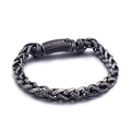 Vintage Industrie-Edelstahl-Armband mit gewebter Kette und Steckverschluss - Geflochtener Mechanischer Schnallenstil (KB95695-BD) / Antiksilber