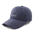 Dark blue quick-dry baseball cap with grey Sport embroidery for outdoor exercise - Adjustable / Navy Blue