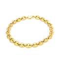 Pulsera estilo hip hop de eslabones de grano de café dorado en acero inoxidable pulido - Pulsera / Dorado