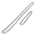 Set collana e bracciale in acciaio inossidabile argento con maglia a chicco di caffè - Collana E Bracciale / Argento
