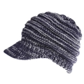 Detail of navy blue knit ponytail baseball cap featuring thick ribbed texture and reinforced brim - M (56-58cm) / Navy White Mixed
