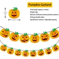 3m Halloween pumpkin banner with 8 orange double-sided printed paper cards for party decor - 8-Piece Funny Pumpkin Banner