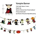 Halloween cartoon vampire banner 3M hanging garland with 9 double-sided paper cards - 9-Piece Vampire Cartoon Banner