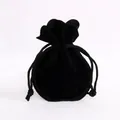 Small black velvet drawstring pouch for jewelry storage and gift packaging - 8x10cm / Black