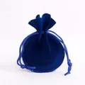Royal blue velvet drawstring pouch with soft texture for jewelry packaging and storage - 7x9cm / Blue