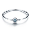 925 silver bangle with a blue evil eye charm featuring white and blue sparkling stones - Guardian Eye Silver Bracelet 17cm