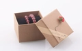 Square kraft paper jewelry gift box with black flocking pad and red berry accent - 8*8*6cm / Kraft Paper Bracelet Box