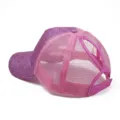 Gorra trucker para coleta con lentejuelas moradas y malla rosa con apertura trasera - Ajustable (Sin Etiqueta) / Rosa Lentejuelas