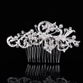 Pettine da sposa argento con perle e strass in un elegante design a foglie floreali - Stile 8713