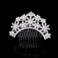 Silver bridal hair comb with pearls and sparkling rhinestones on black background - Style 8711