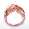 Pink flamingo print fabric cross-knot headband with elastic back for women - Pink Bird