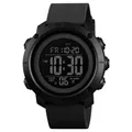 Orologio sportivo digitale nero con doppio display e cinturino in silicone testurizzato - Anello in Plastica Display Nero / Nero