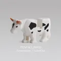 Miniature black and white cow animal block toy model with brown horns, size 7.5x3x4cm - Spotted Cow