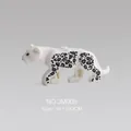 Assembled toy leopard building block animal model in white finish for creative play - White Leopard