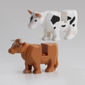 DIY assembly building block animal figures featuring brown and spotted cow toys - 2 Pcs Cow Set