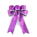 Dettaglio di fiocco natalizio viola glitterato con bordi argentati e luccichii - 17cm / Rosa Rossa