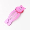 Pink metal snap clip for girls featuring a cute cartoon hippo design and painted finish - Hippo