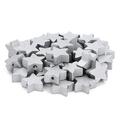 Detalle de cuentas de madera plateadas en forma de estrella con agujeros para DIY - 15mm (100 Unidades/Paquete) / Plateado