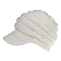 Detailed close-up of thick white knitted baseball cap with textured ribbed design layers - M (56-58cm) / White