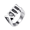 Minimalist silver stainless steel men's ring with Roman numeral XIII engraving design - US 9 / Silver