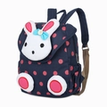 Mochila infantil de lona azul marino con lunares rosas y diseño de conejo 3D - Azul oscuro
