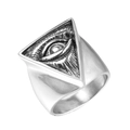 Anillo de sello retro en acero de titanio con relieve detallado del Ojo de la Providencia - US 7 / Color Acero