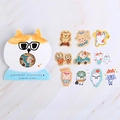 Set de pegatinas de gato Gorogoro Nyansuke con embalaje decorativo en forma de cabeza de gato - 30 Hojas / Gato con Gafas