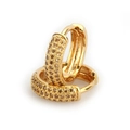 Gold plated huggie earrings with three rows of champagne cubic zirconia pavé - Large Gold Plated Champagne Zirconia