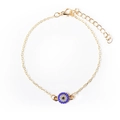Vintage golden anklet featuring a blue evil eye pendant with sparkling crystal rhinestones - Gold Single Layer Evil Eye Style (01金色2103)