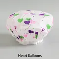 Waterproof shower cap with heart balloon print and elegant white lace trim for women - Heart Balloon