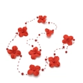 Cadena de pelo con flores rojas y perlas para peinados de novia y eventos de boda - Rojo
