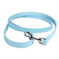 Light blue PU leather pet leash with silver metal hook clasp for dogs and cats - Sky Blue