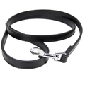 Durable black PU leather pet leash with a heavy-duty silver metal hook and sleek finish - Size S 1.5cm*120cm Edge-painted Style / Black