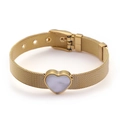 Correa de malla dorada ajustable con colgante de corazón para mujer moda elegante - Dorado