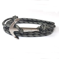 Bracelet nautique en corde tressée grise avec fermoir ancre viking en argent poli - Gris et Noir