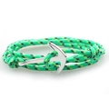 Bracelet en corde nautique tressée vert et jaune avec un fermoir ancre argenté - Mélange Vert Jaune Noir