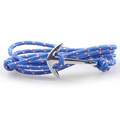 Bracelet ancre en corde tressée bleue avec crochet argenté pour hommes et femmes - Bleu avec Points Rouges et Blancs