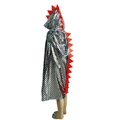 Detail view of silver dinosaur cape with red serrated spikes and shiny scale texture - Silver Dinosaur Cape / 110*90cm
