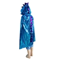 Rear view of blue dinosaur cape for kids with purple back spikes and shiny scales - Blue Dinosaur Cape / 110*90cm