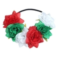 Red white and blue artificial rose flower headband for festive Independence Day party - Christmas Colors (Red & Green)
