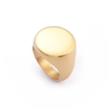Polished gold-plated stainless steel oval signet ring with a minimalist smooth surface - US 6 / Gold