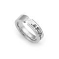 Anillo de pareja en acero plateado con circón corte princesa y grabado de My Love - US 6 / Color Acero