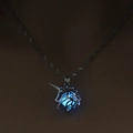Luminous unicorn head pendant necklace with glowing blue bead in silver metal finish - Sky Blue Unicorn