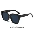 Lunettes de soleil carrées classiques avec monture noire et verres gris foncé - Monture Noire Verres Noir Gris