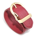 Elegant red faux leather wrap bracelet with polished gold metal clasp for women - Red