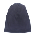 Minimalist navy blue cotton knit beanie hat for kids, perfect for autumn and winter wear - Navy Blue