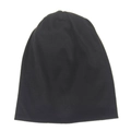 Classic plain black cotton knit beanie hat for boys and girls with a minimalist soft finish - Black