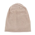 Slouchy beige cotton knit beanie for kids and toddlers in a minimalist casual style - Beige