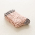 Chaussettes en polaire rose avec talons gris, chaussettes d'hiver chaudes et épaisses - Taille unique / Rose foncé