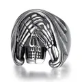 Bague tête de mort vintage en acier inoxydable avec design gothique et finition argent - US 7 / Ne Rien Voir (05308)